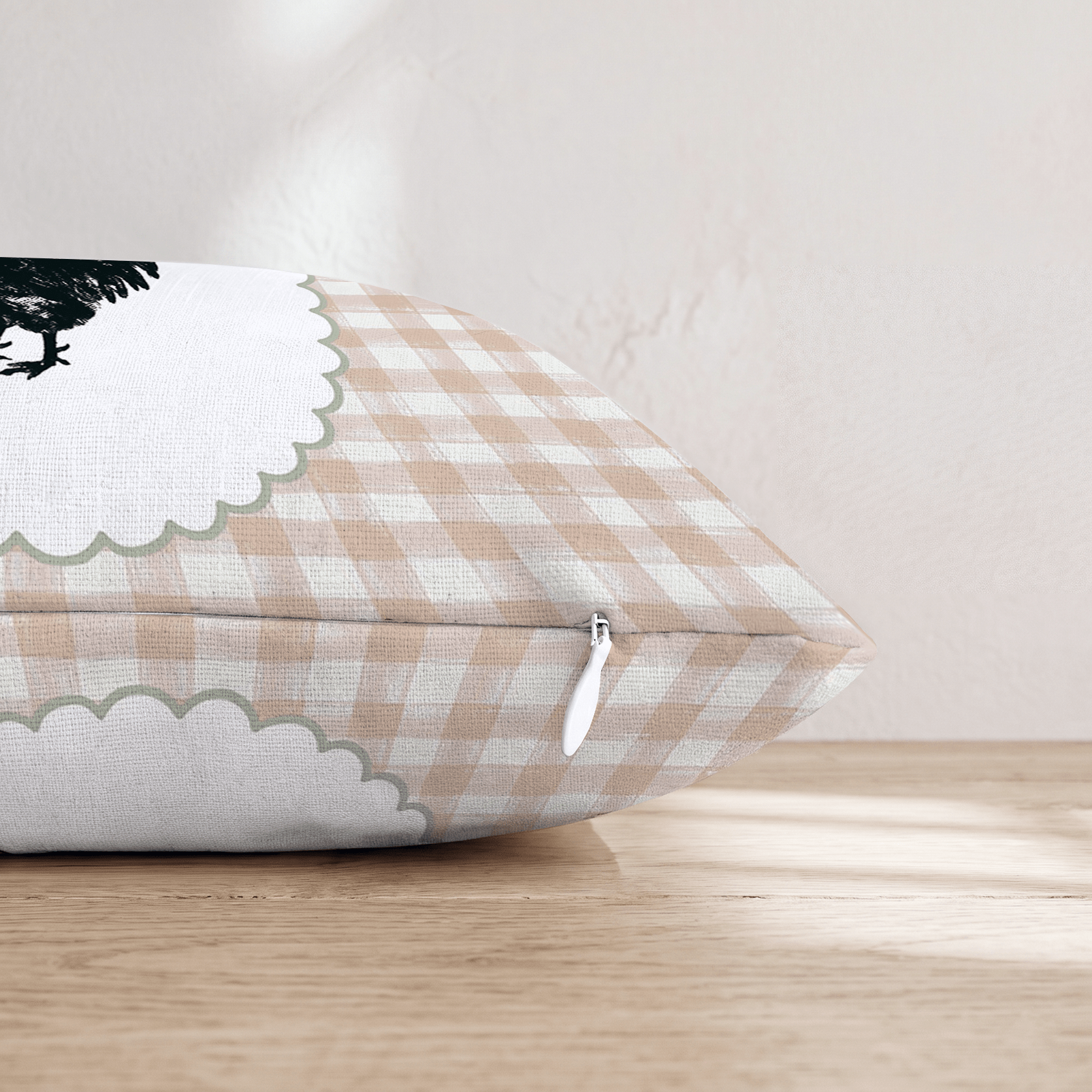 Gingham Rooster Throw Pillow - Hillcroft Home