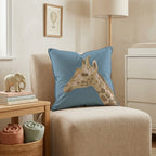 Giraffe Portrait Blue Throw Pillow - Hillcroft Home