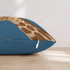 Giraffe Portrait Blue Throw Pillow - Hillcroft Home
