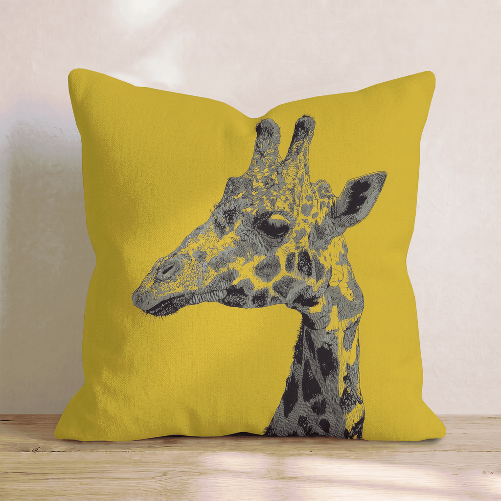 Giraffe Portrait Gold Throw Pillow - Hillcroft Home