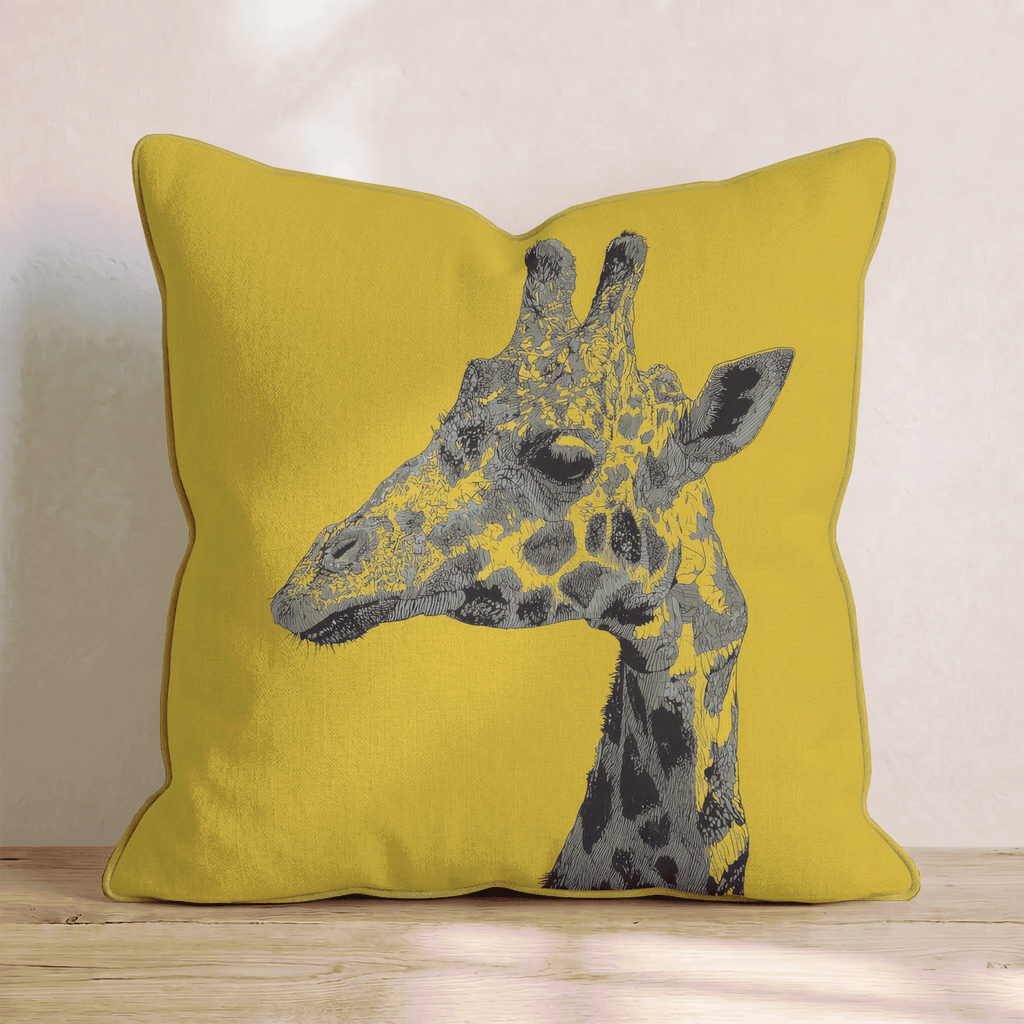 Giraffe Portrait Gold Throw Pillow - Hillcroft Home