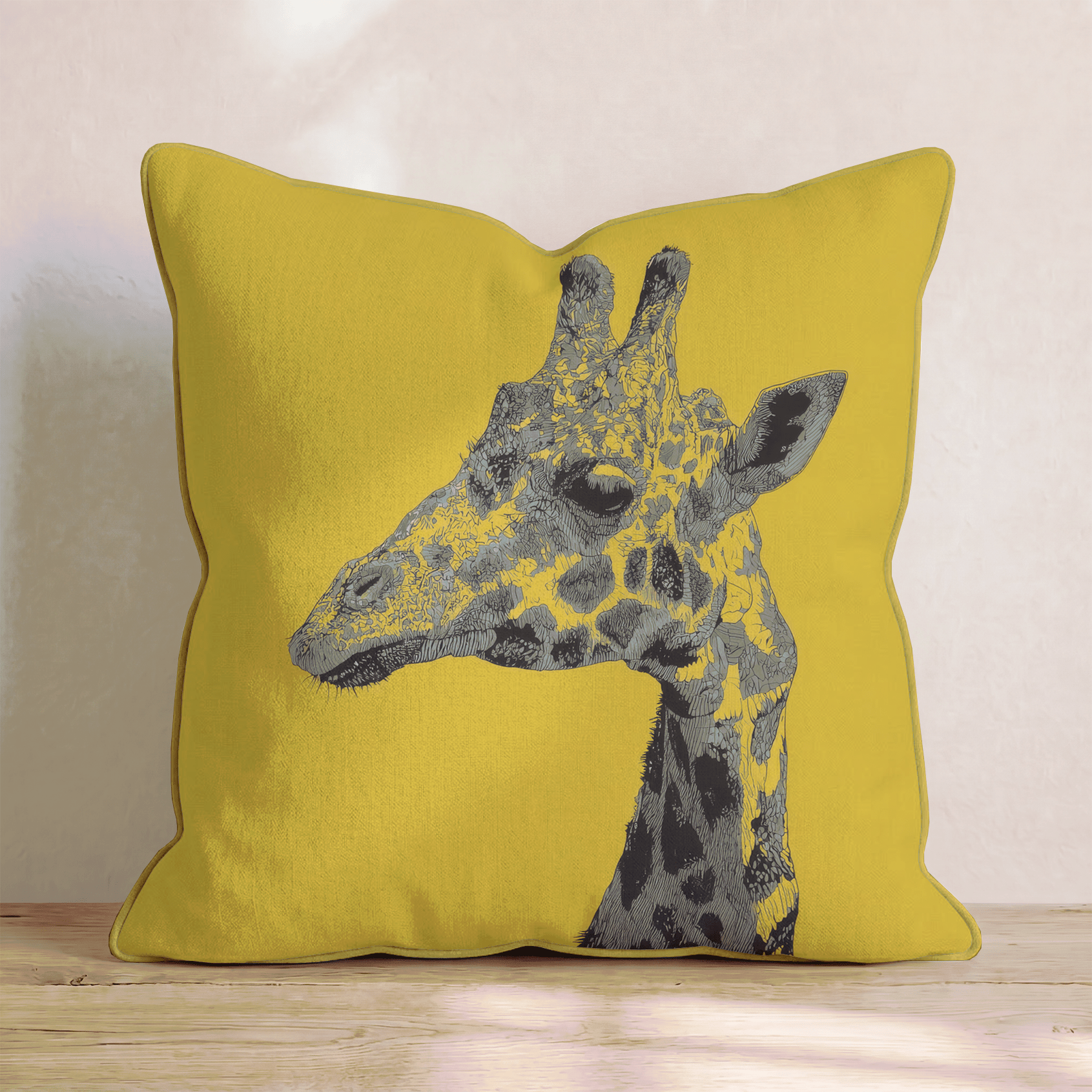 Giraffe Portrait Gold Throw Pillow - Hillcroft Home