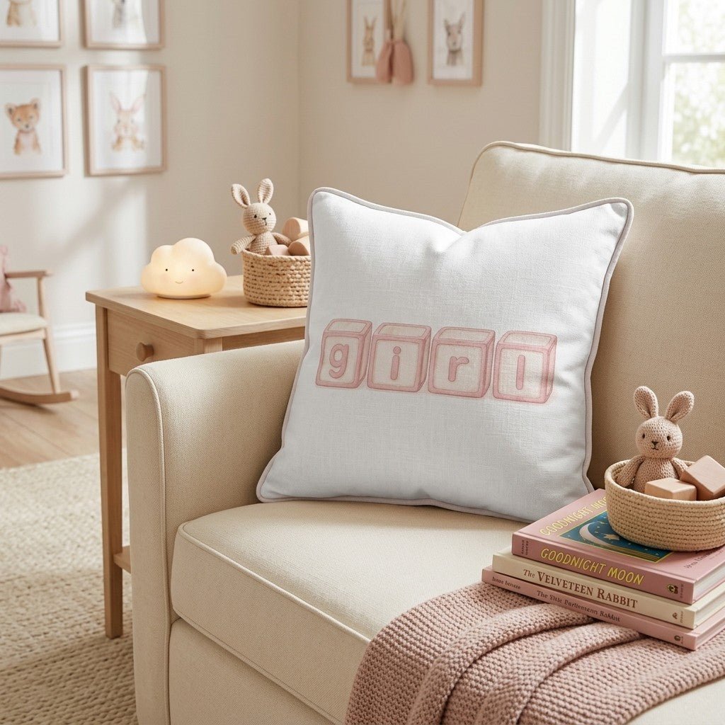 Girl Blocks Throw Pillow - Hillcroft Home