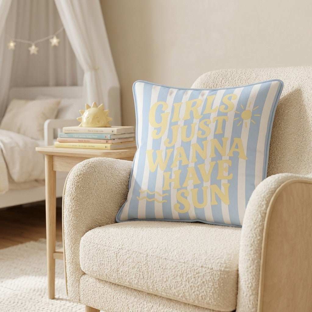 Girls Just Wanna Have Sun Throw Pillow - Hillcroft Home
