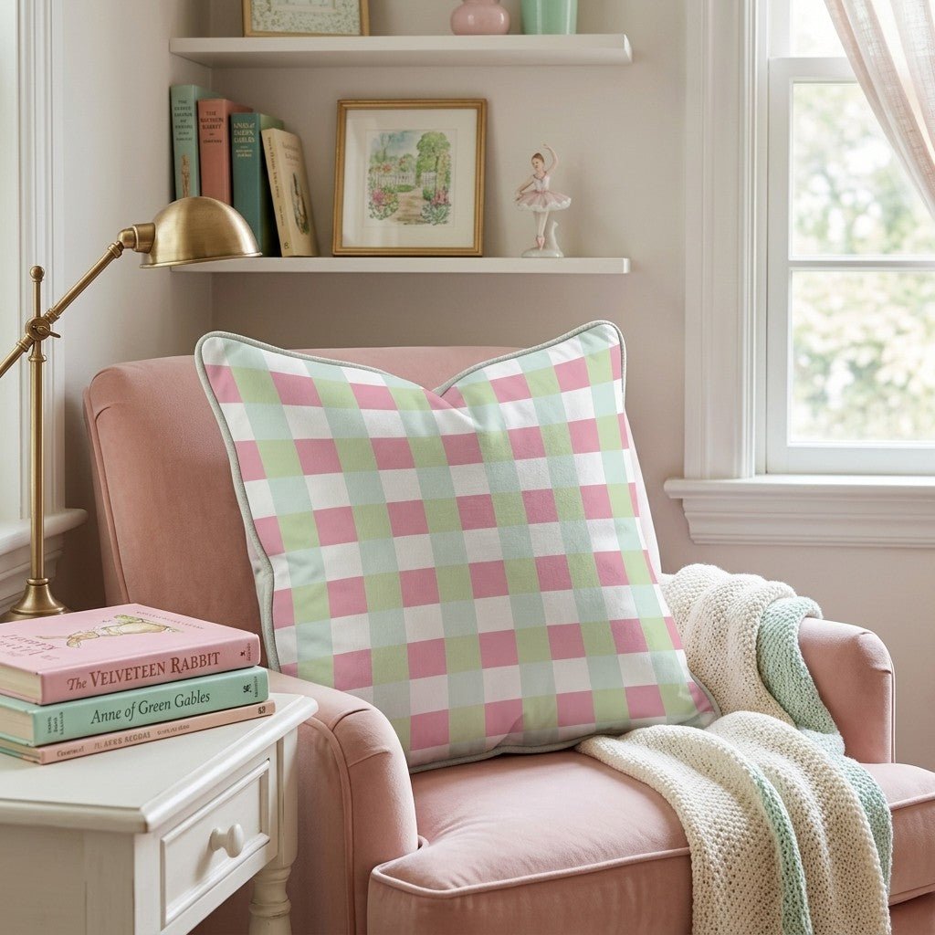 Girly Gingham Throw Pillow - Hillcroft Home