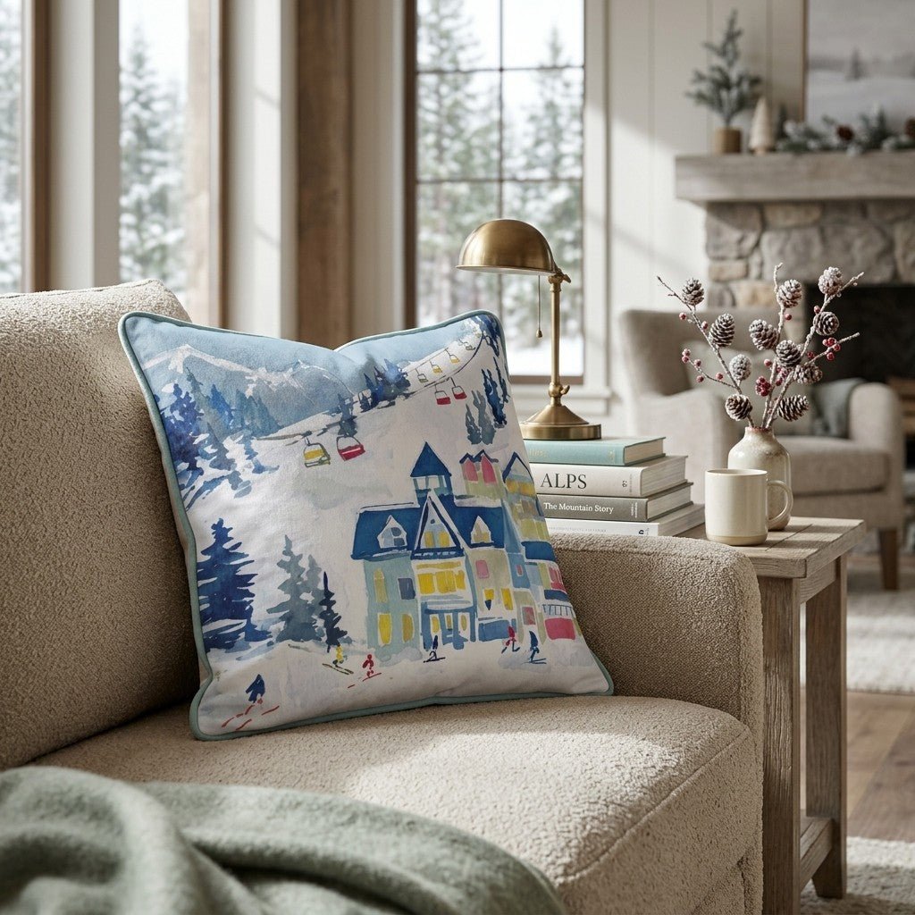 Glamorous Ski Lodge Throw Pillow - Hillcroft Home
