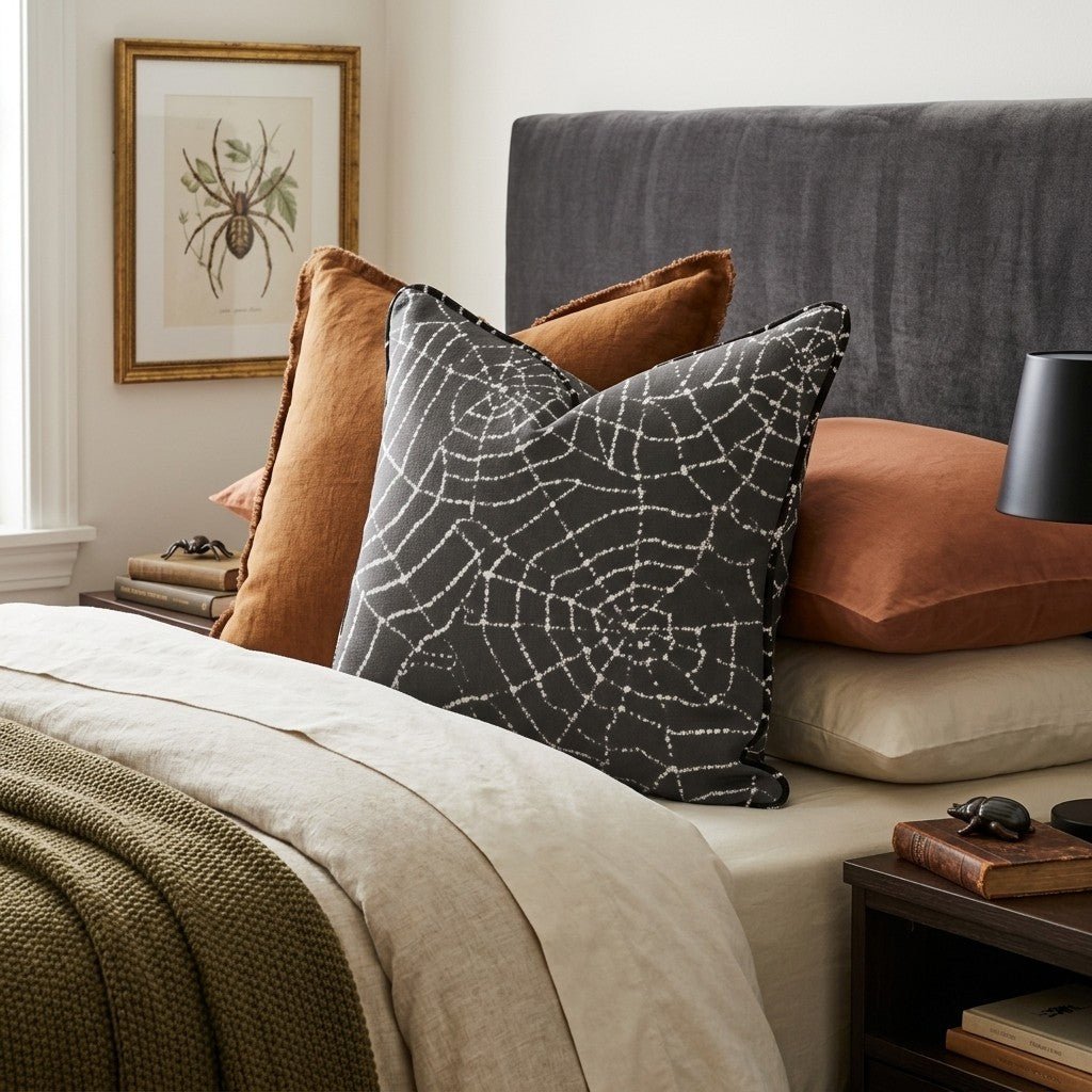 Gloomy Cobwebs Throw Pillow - Hillcroft Home