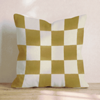 Gold Cream Bold Check Throw Pillow - Hillcroft Home