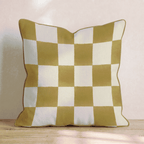 Gold Cream Bold Check Throw Pillow - Hillcroft Home
