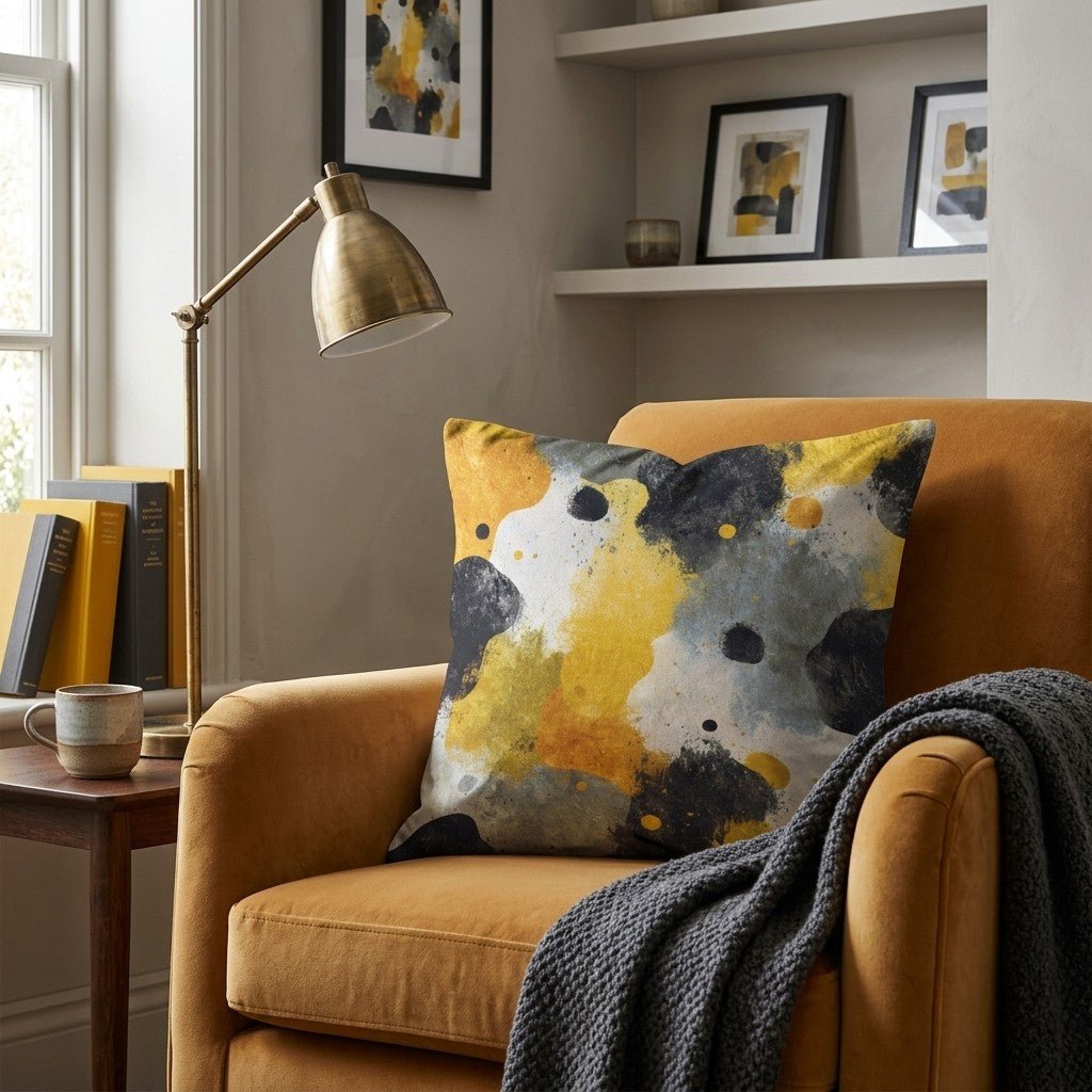 Gold Ink Cow Spot Throw Pillow - Hillcroft Home
