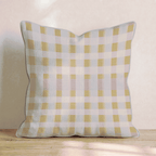 Gold Pink Woven Plaid Throw Pillow - Hillcroft Home