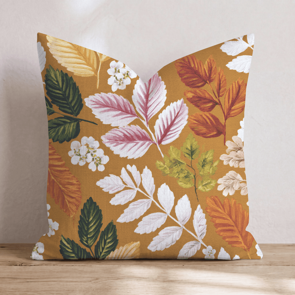 Golden Autumn Botanicals Throw Pillow - Hillcroft Home