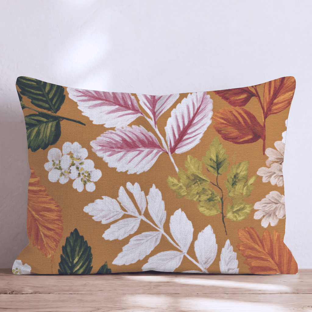 Golden Autumn Botanicals Throw Pillow - Hillcroft Home