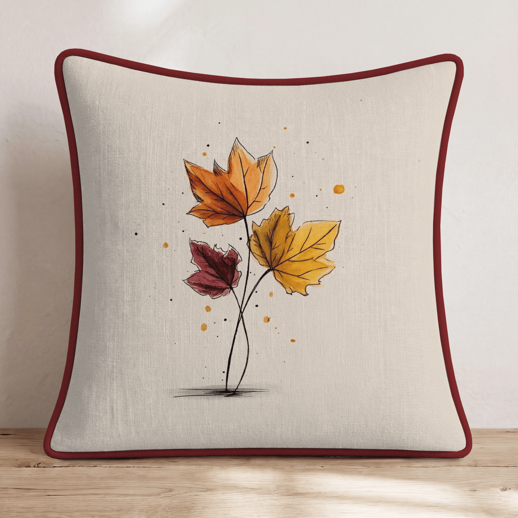 Golden Autumn Leaves Throw Pillow - Hillcroft Home