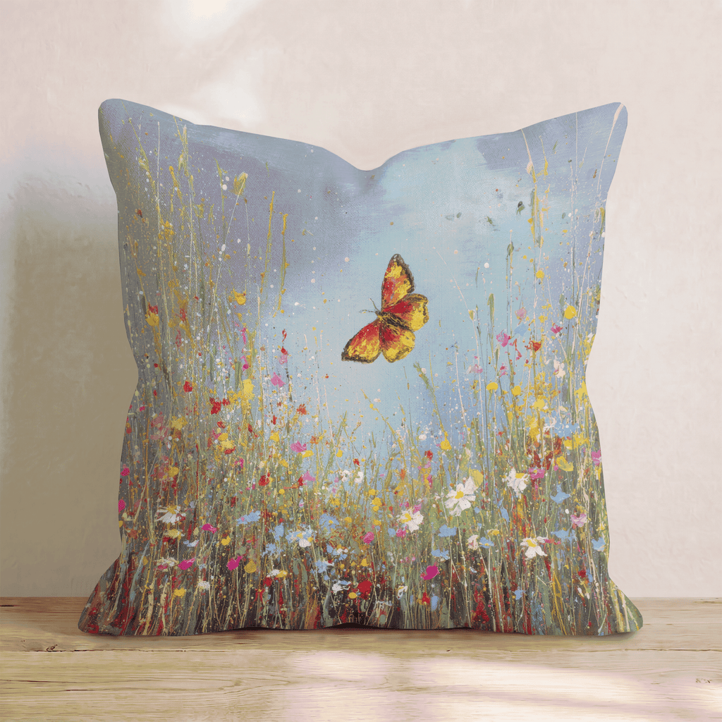 Golden Butterfly Field Throw Pillow - Hillcroft Home