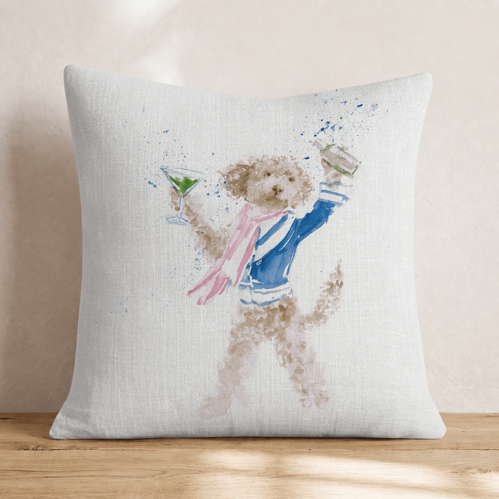 Golden Doodle Bartender Toast Throw Pillow - Hillcroft Home