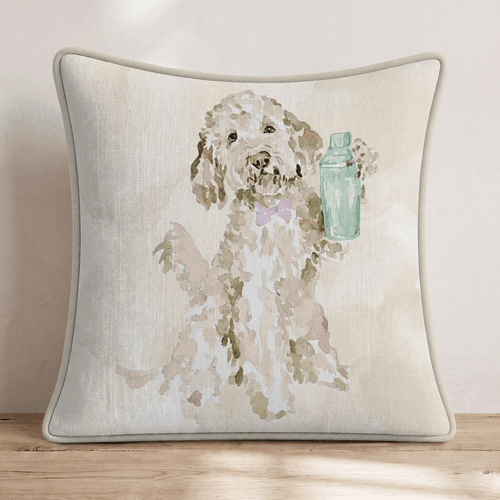 Golden Doodle Bow Tie Bartender Throw Pillow - Hillcroft Home
