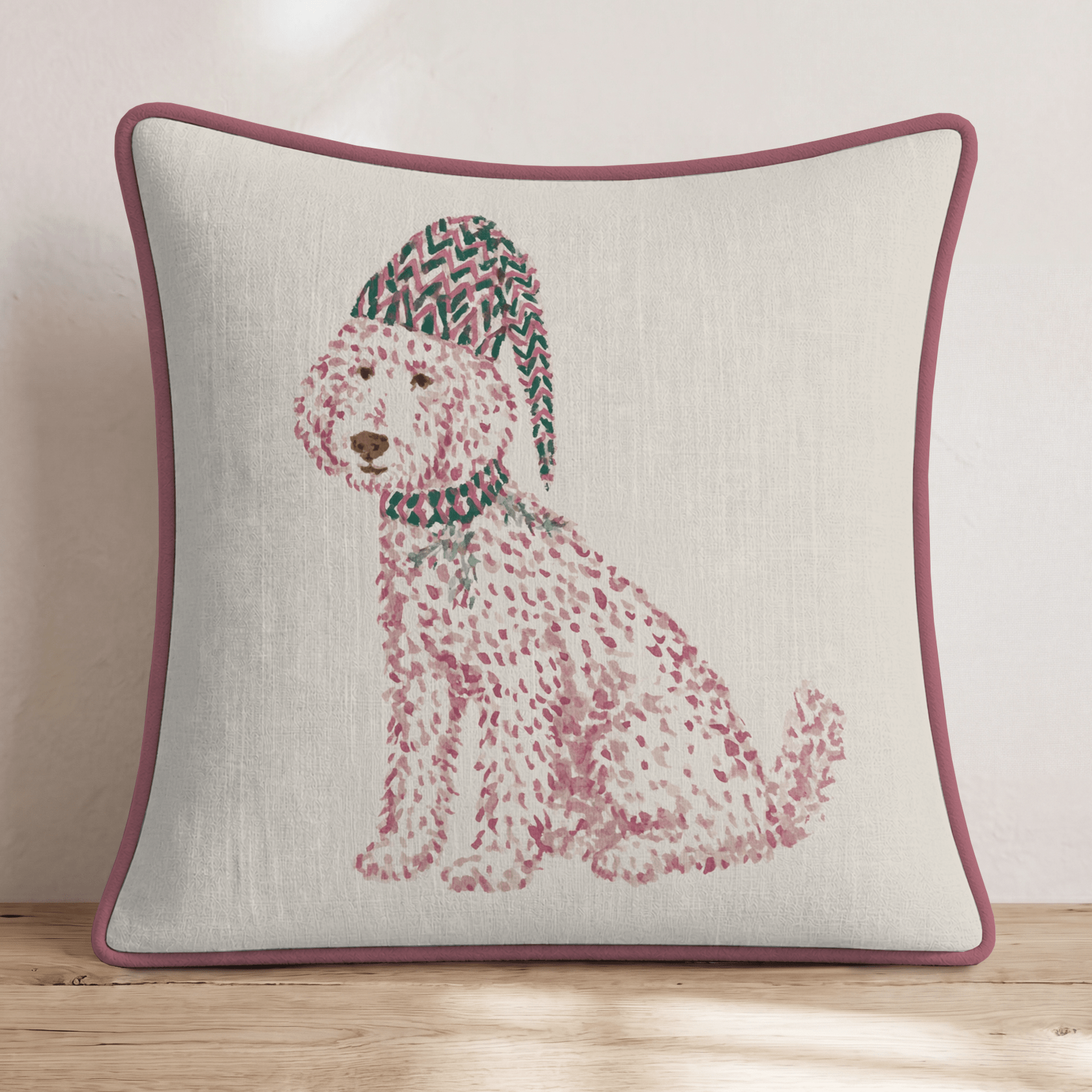 Golden Doodle Christmas Sunshine Throw Pillow - Hillcroft Home