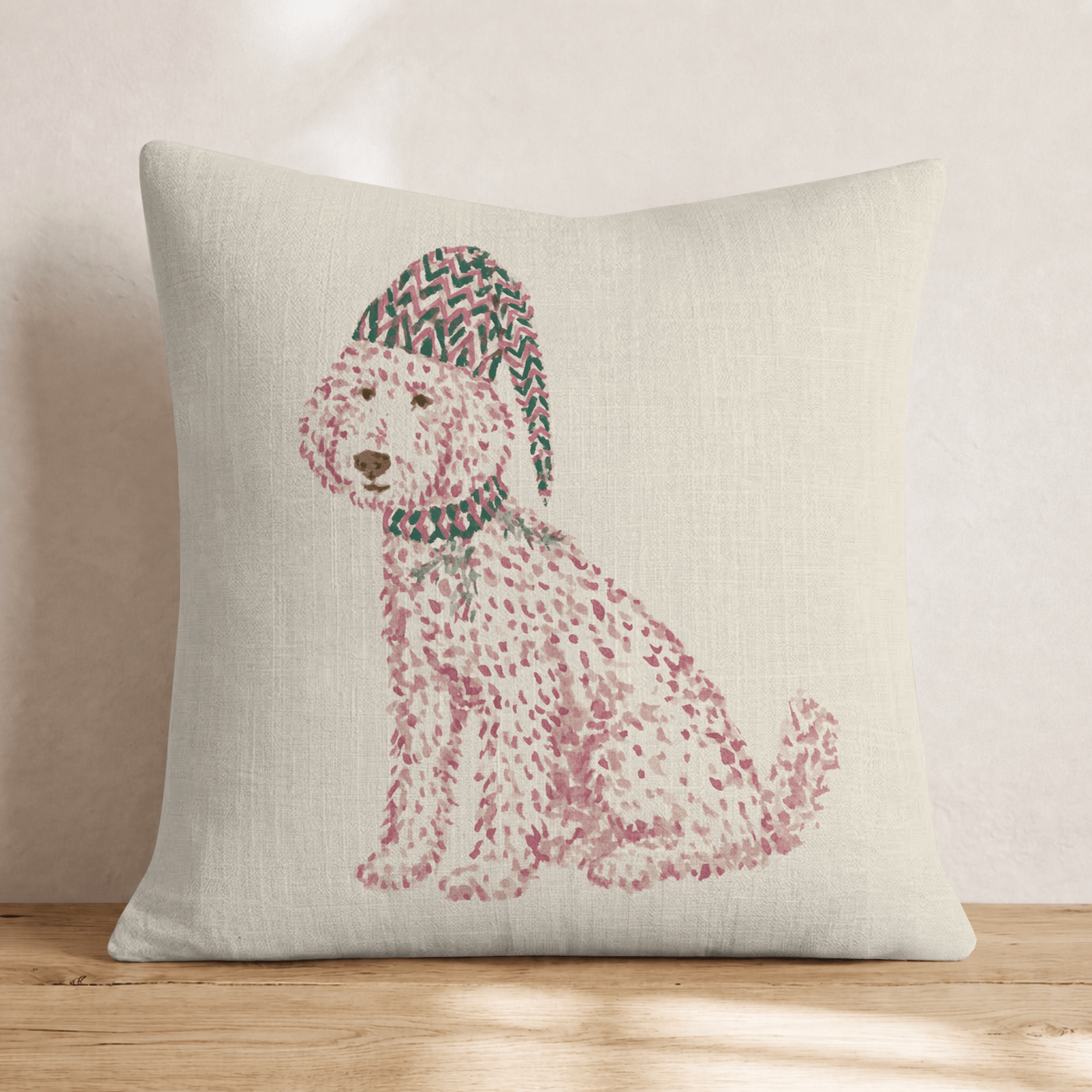 Golden Doodle Christmas Sunshine Throw Pillow - Hillcroft Home