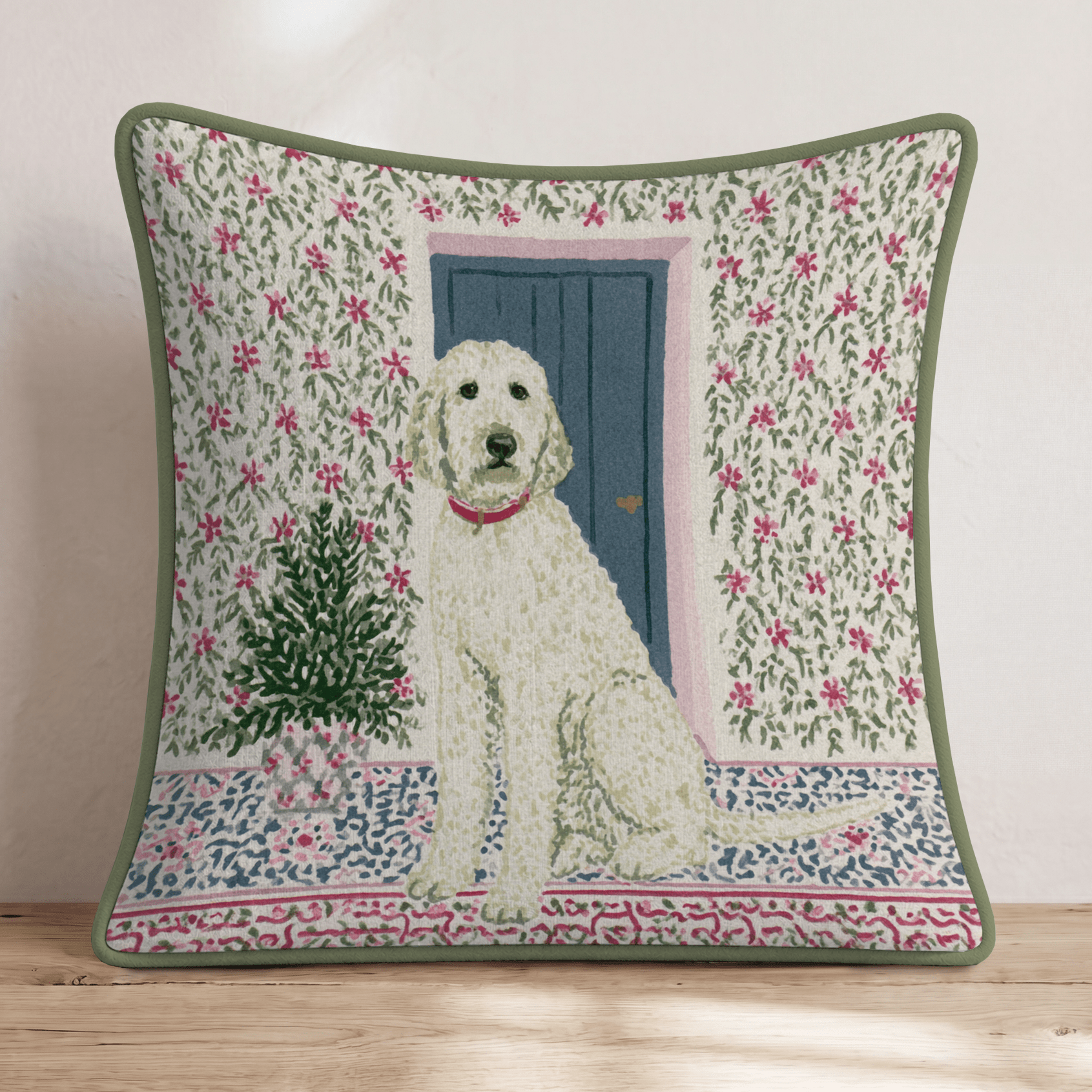 Golden Doodle Christmas Vibes Throw Pillow - Hillcroft Home