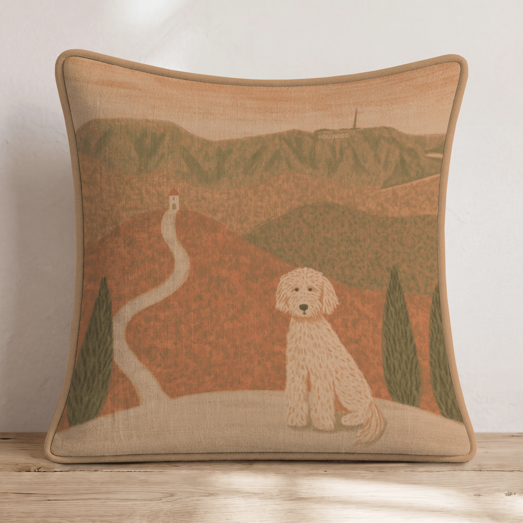 Golden Doodle Hollywood Fall Afternoon Throw Pillow - Hillcroft Home