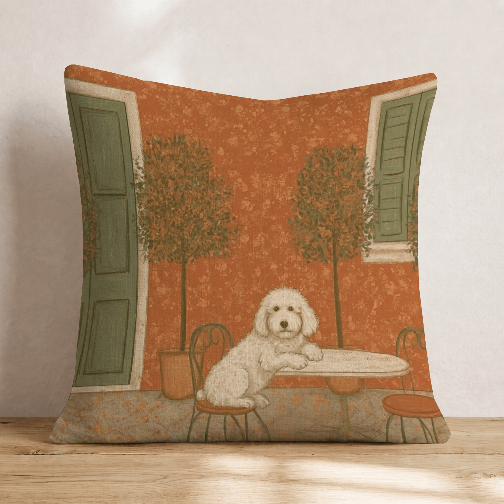 Golden Doodle Italian Cafe Fall Throw Pillow - Hillcroft Home
