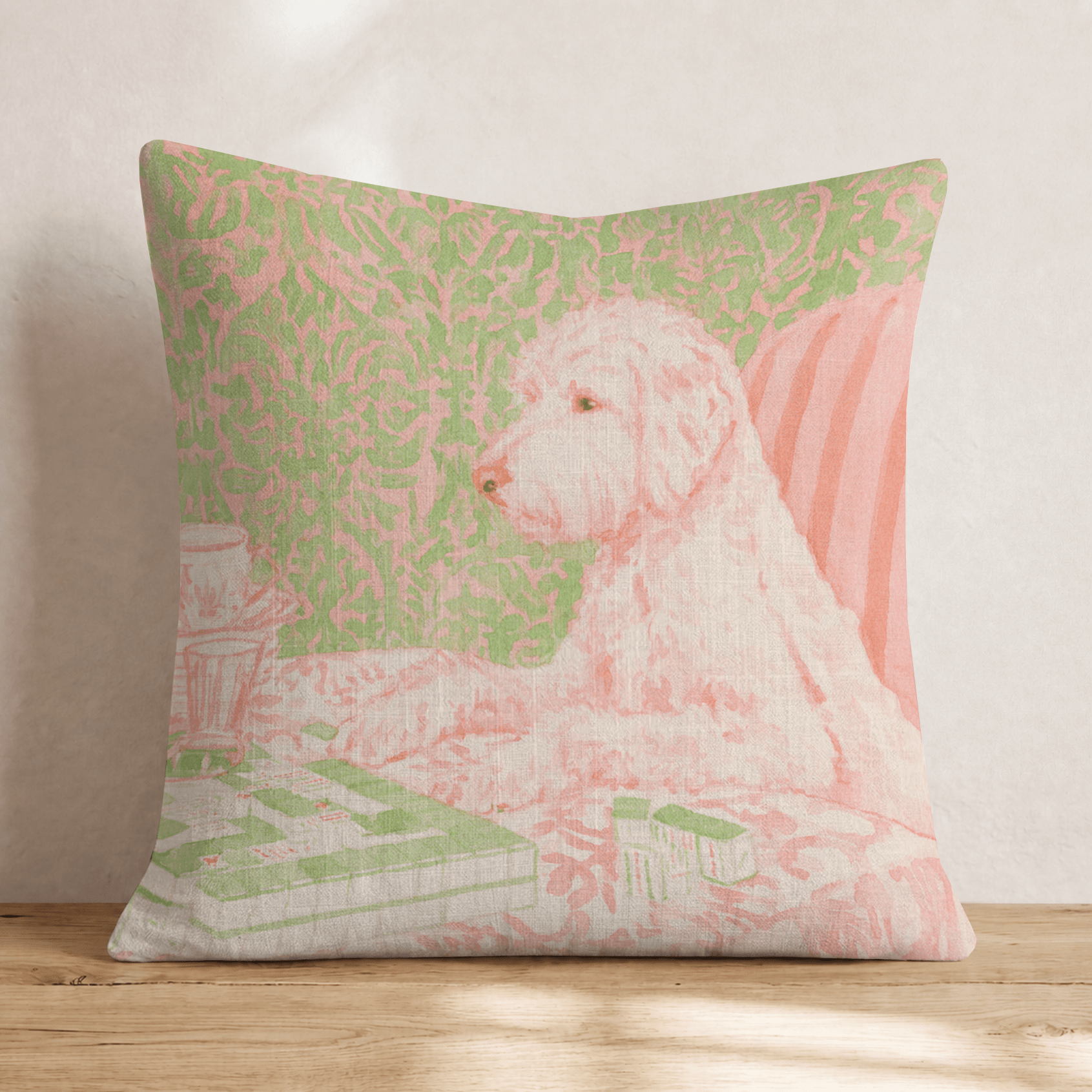 Golden Doodle Mahjong Game Night Throw Pillow - Hillcroft Home