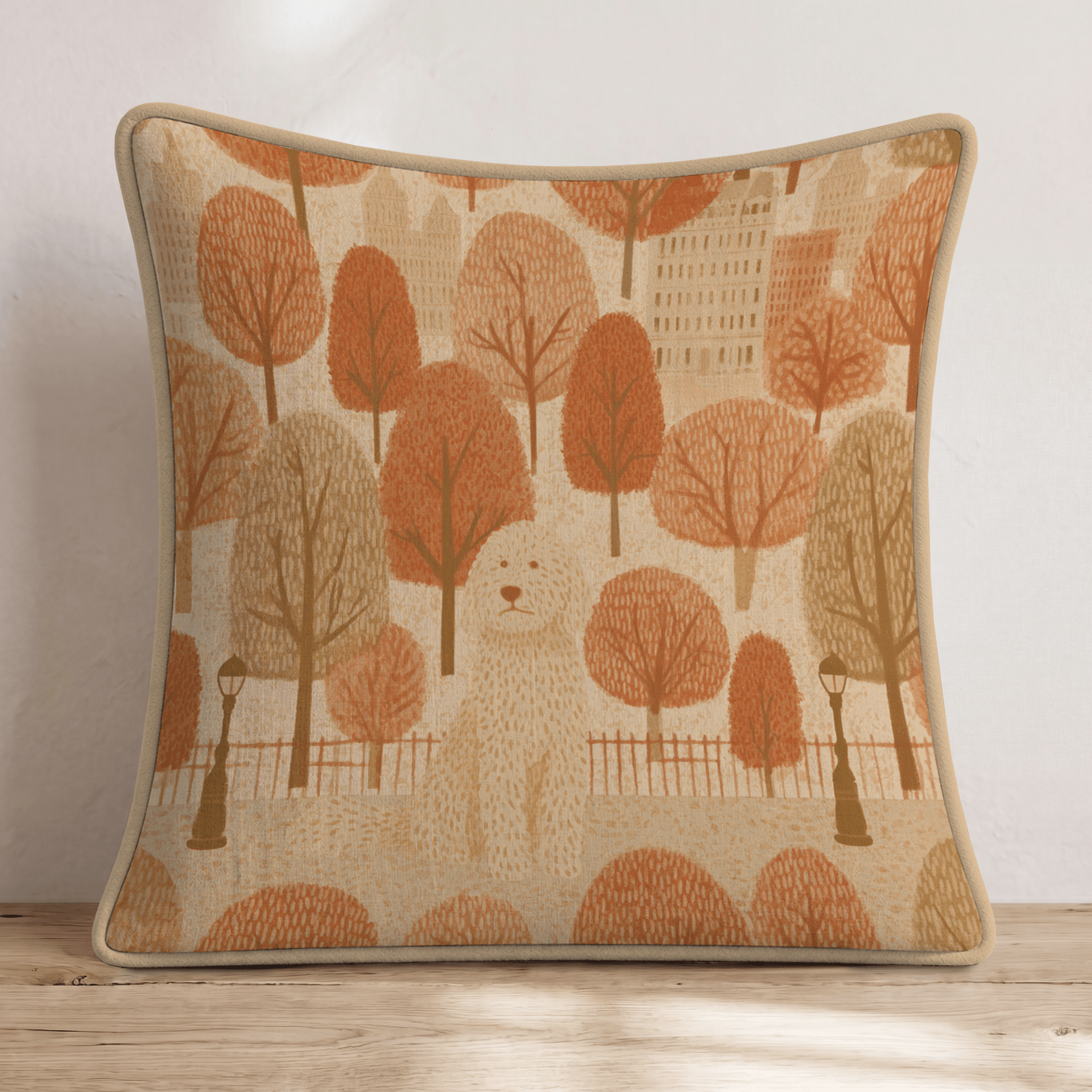 Golden Doodle New York Fall Day Throw Pillow - Hillcroft Home