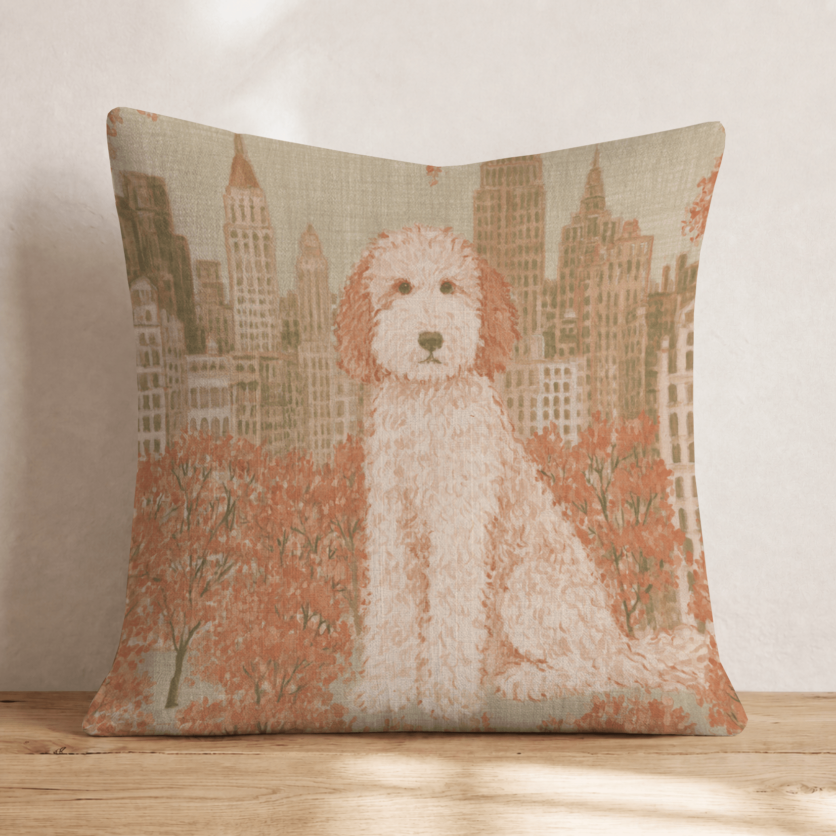 Golden Doodle NYC Fall Central Park Throw Pillow - Hillcroft Home
