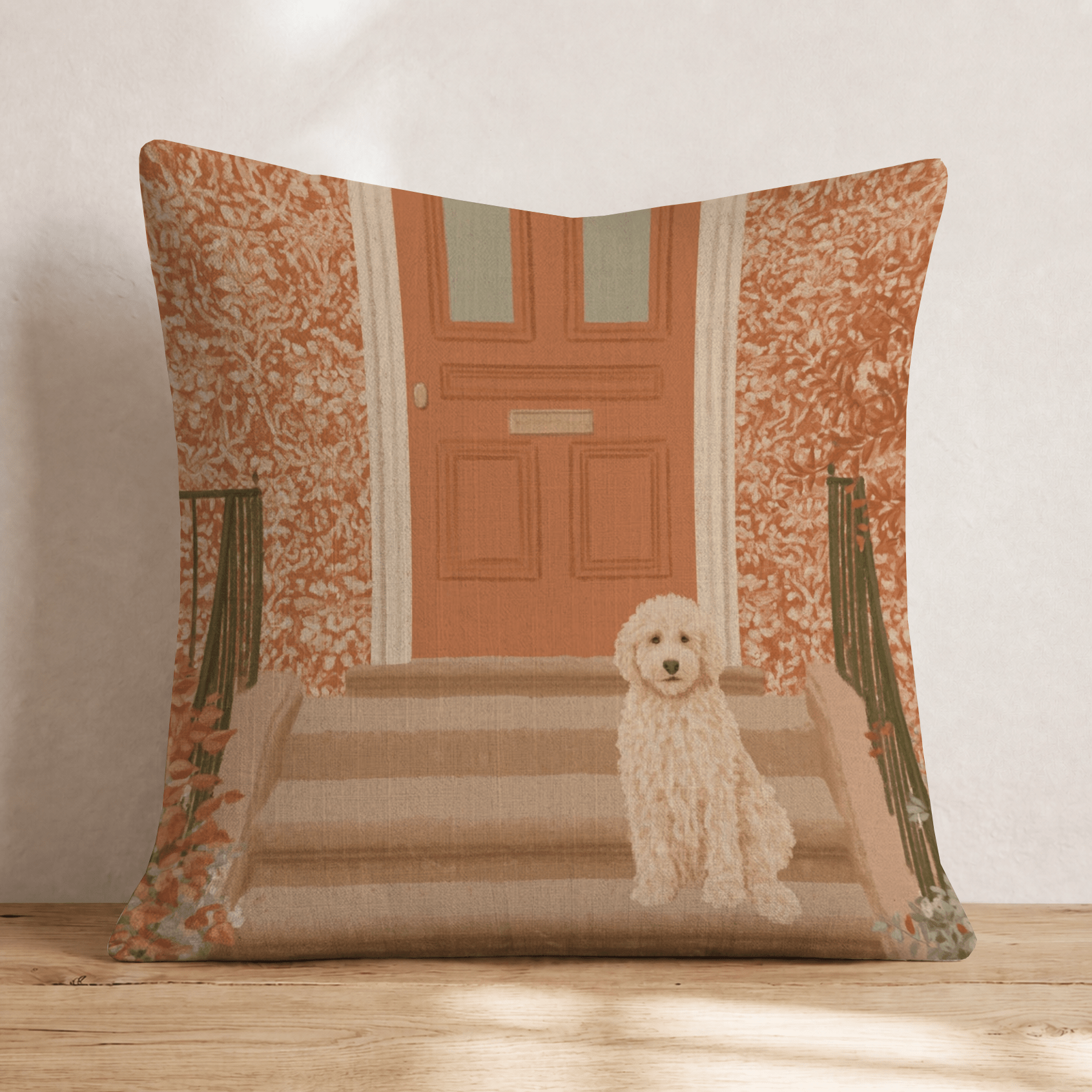 Golden Doodle NYC Fall Walk Throw Pillow - Hillcroft Home