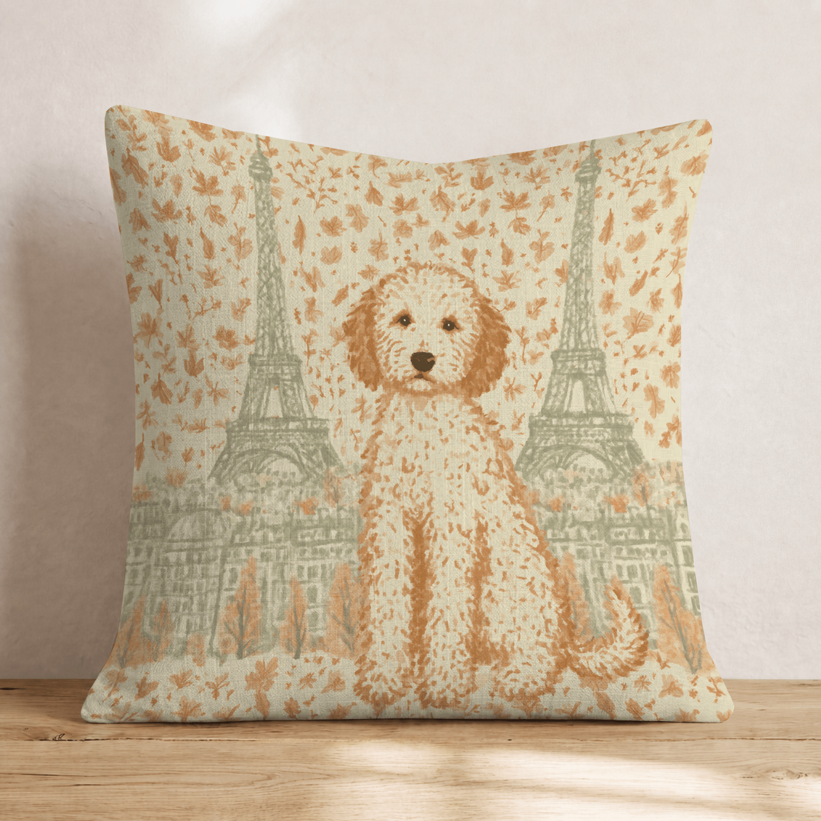 Golden Doodle Paris Fall Afternoon Throw Pillow - Hillcroft Home