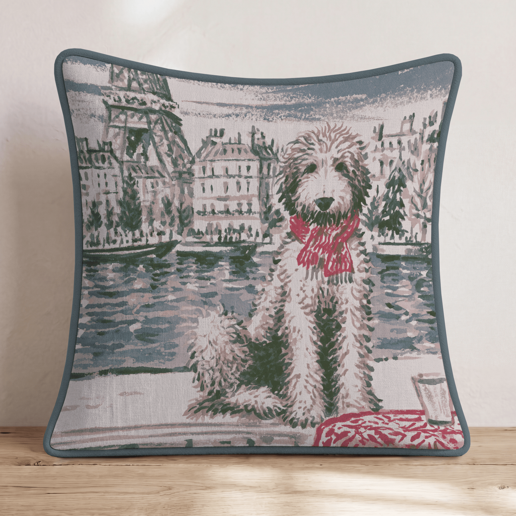 Golden Doodle Parisian Christmas Cheer Throw Pillow - Hillcroft Home