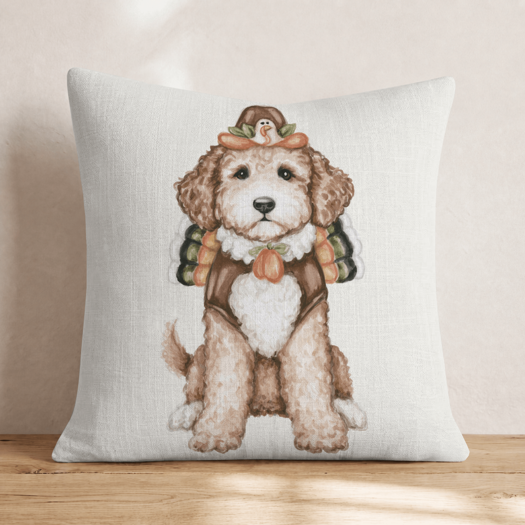 Golden Doodle Thanksgiving Throw Pillow - Hillcroft Home
