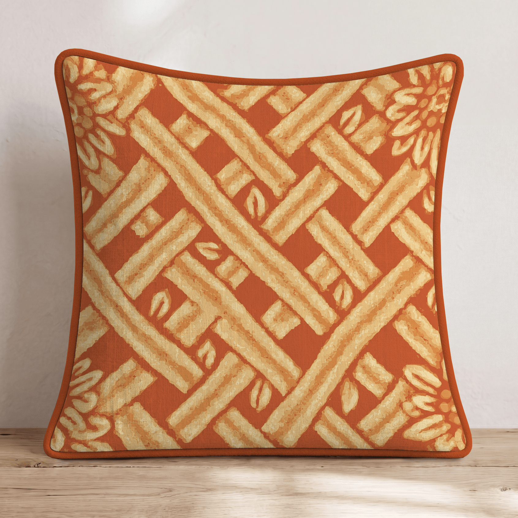 Golden Lattice Bake Throw Pillow - Hillcroft Home