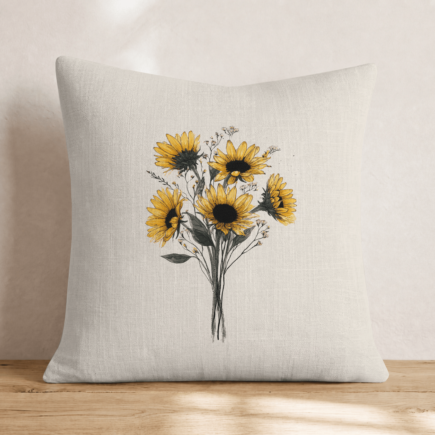 Golden Meadow Sunflowers Throw Pillow - Hillcroft Home