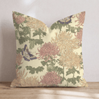Golden Mum & Butterfly Garden Throw Pillow - Hillcroft Home