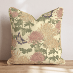 Golden Mum & Butterfly Garden Throw Pillow - Hillcroft Home