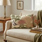 Golden Mum & Butterfly Garden Throw Pillow - Hillcroft Home