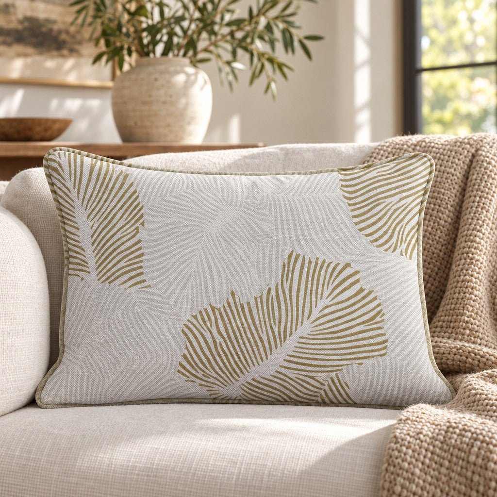 Golden Palm Shadow Throw Pillow throw pillow - Hillcroft Home
