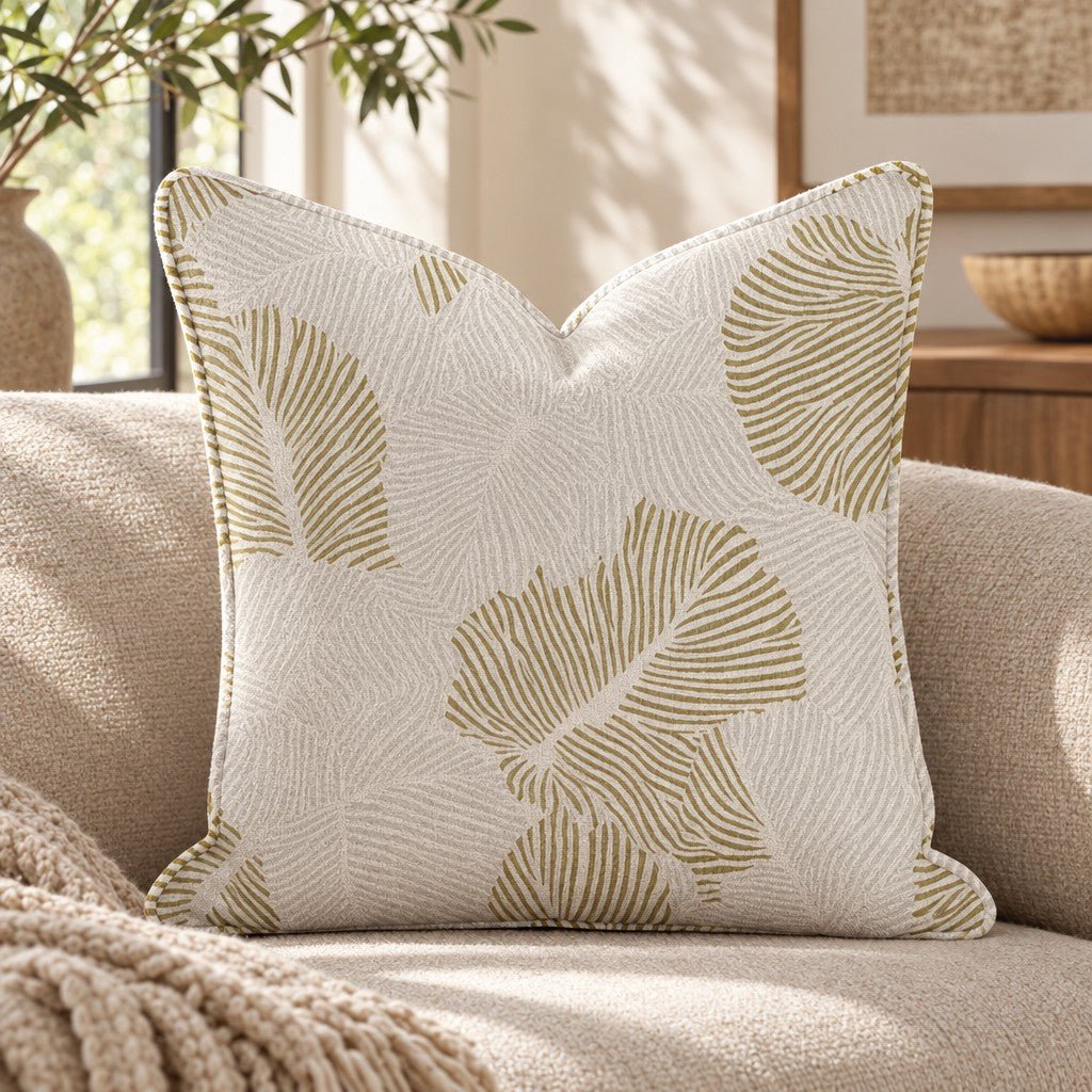 Golden Palm Shadow Throw Pillow throw pillow - Hillcroft Home