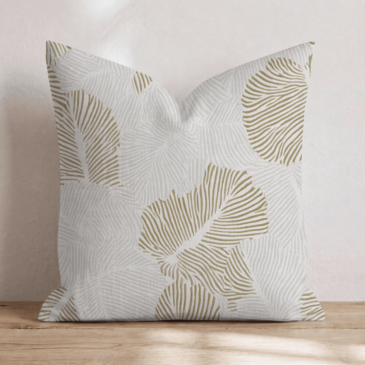 Golden Palm Shadow Throw Pillow throw pillow - Hillcroft Home