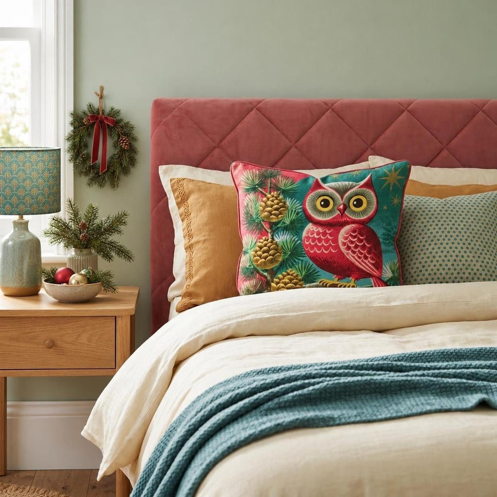 Golden Pinecone Owl Throw Pillow throw pillow - Hillcroft Home