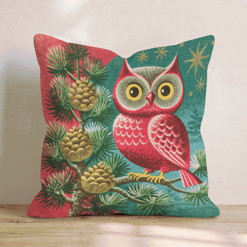 Golden Pinecone Owl Throw Pillow - Hillcroft Home