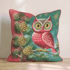 Golden Pinecone Owl Throw Pillow - Hillcroft Home