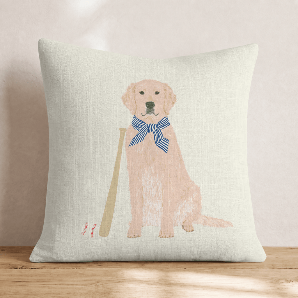 Golden Retriever Baseball Game Throw Pillow - Hillcroft Home
