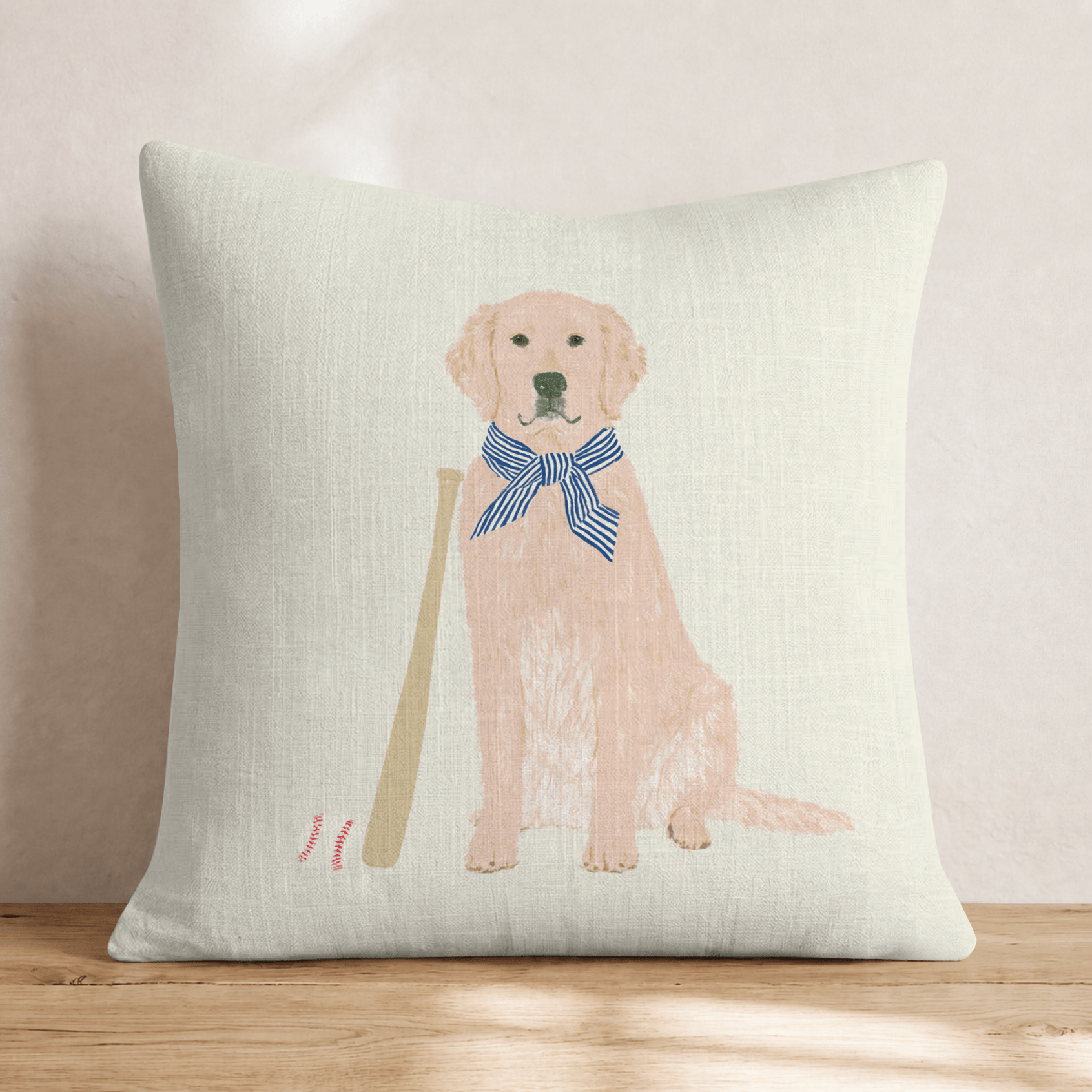 Golden Retriever Baseball Game Throw Pillow - Hillcroft Home
