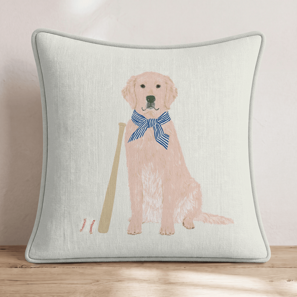 Golden Retriever Baseball Game Throw Pillow - Hillcroft Home