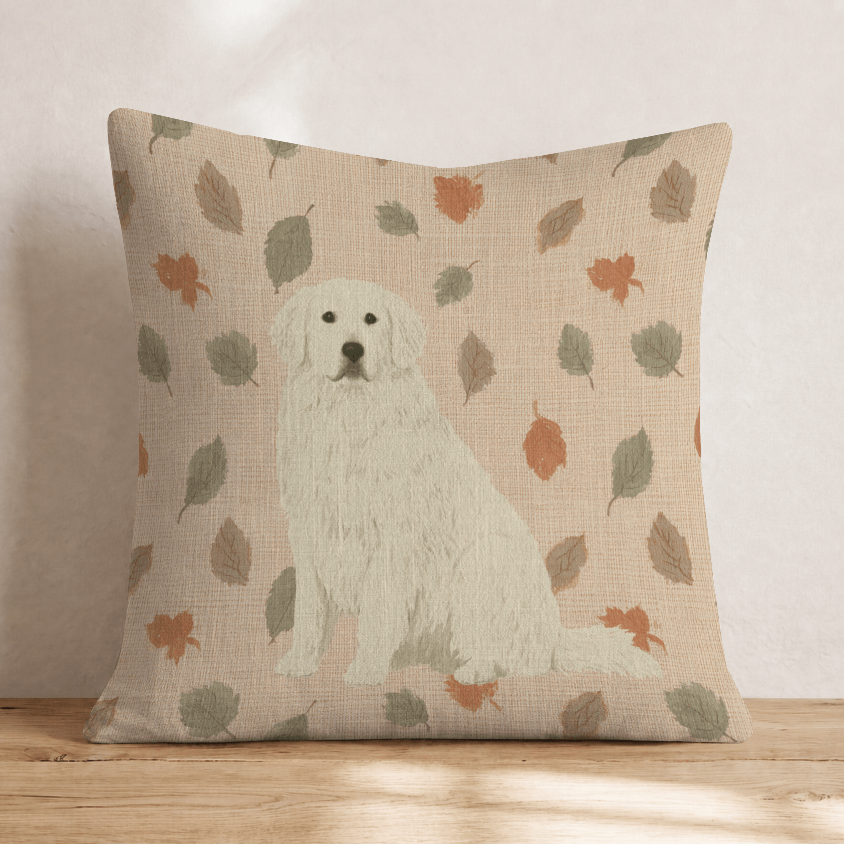 Golden Retriever Chasing Fall Leaves Throw Pillow - Hillcroft Home