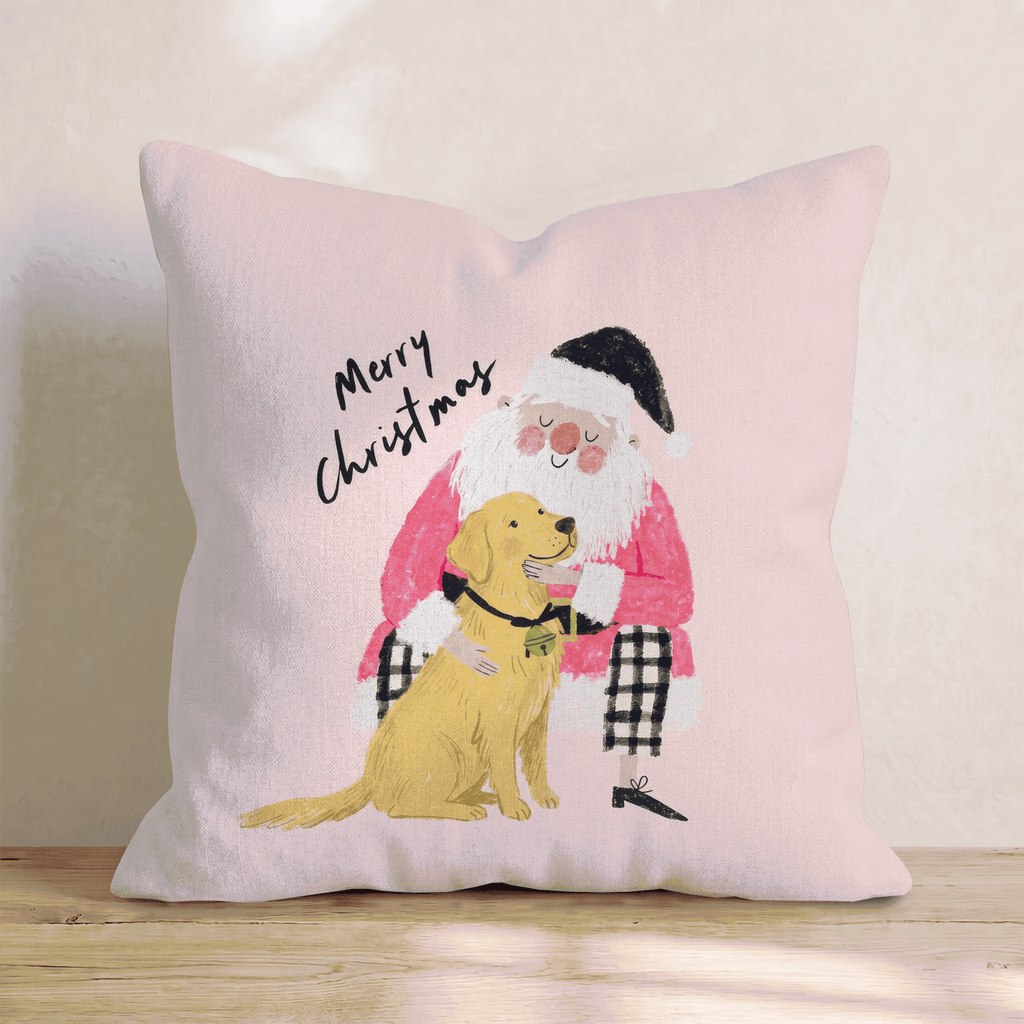 Golden Retriever Christmas Embrace Throw Pillow - Hillcroft Home
