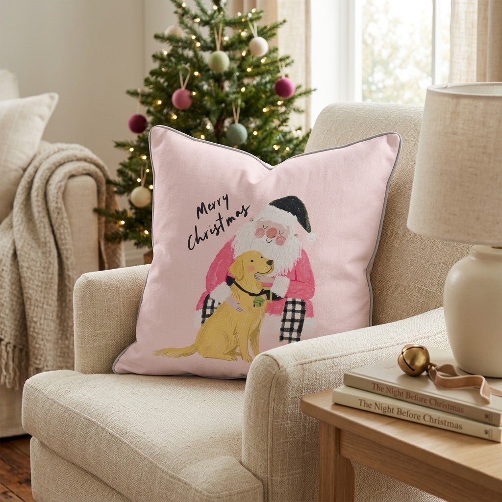 Golden Retriever Christmas Embrace Throw Pillow - Hillcroft Home